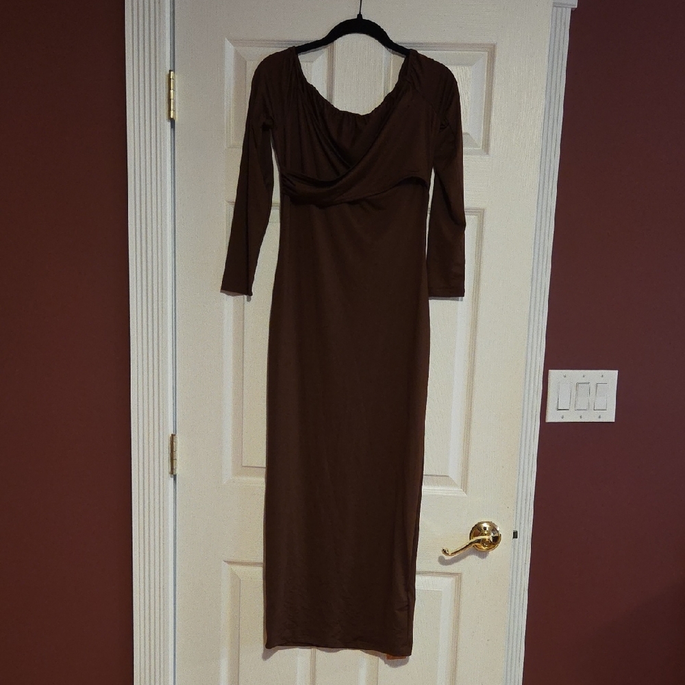 SHEIN Chocolate Long Sleeve Dress